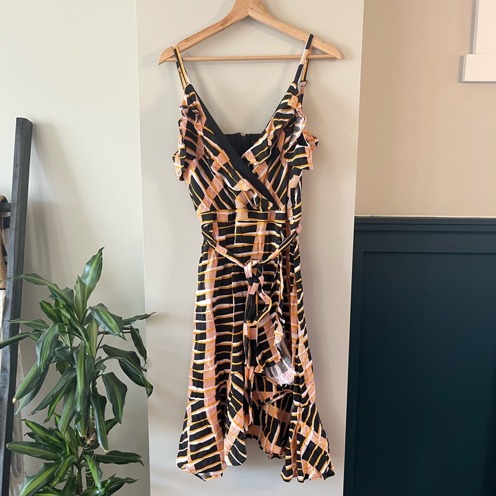 Ann Taylor Black and Orange Wrap Sundress